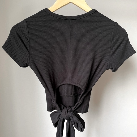 Garage Black Tie-Back Short Sleeve Tee - Picture 3 of 4